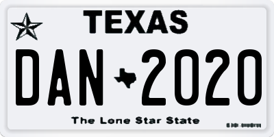 TX license plate DAN2020