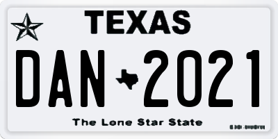 TX license plate DAN2021