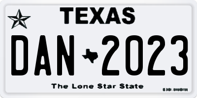 TX license plate DAN2023