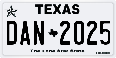 TX license plate DAN2025