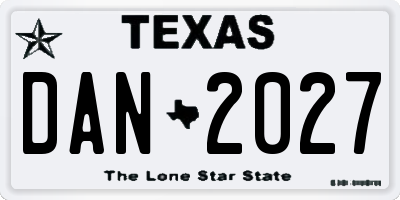 TX license plate DAN2027