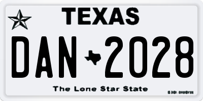 TX license plate DAN2028