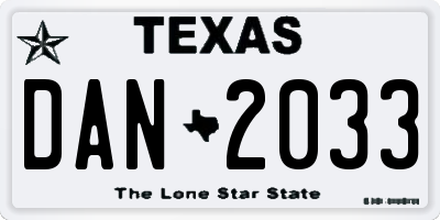 TX license plate DAN2033
