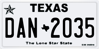 TX license plate DAN2035