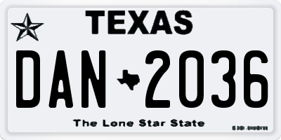 TX license plate DAN2036