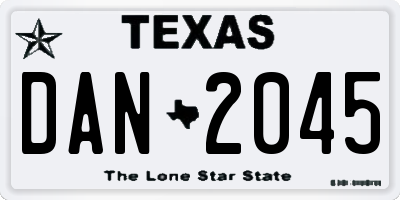 TX license plate DAN2045