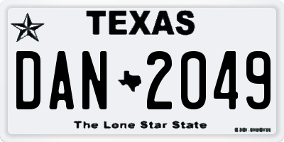 TX license plate DAN2049