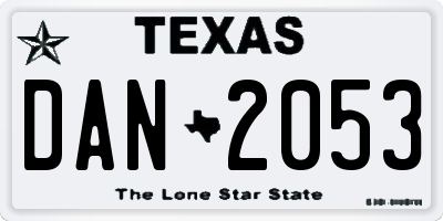 TX license plate DAN2053