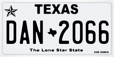 TX license plate DAN2066