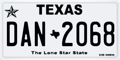 TX license plate DAN2068