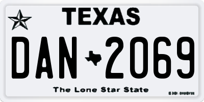 TX license plate DAN2069