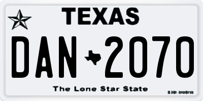 TX license plate DAN2070
