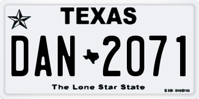 TX license plate DAN2071