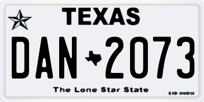 TX license plate DAN2073