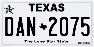 TX license plate DAN2075
