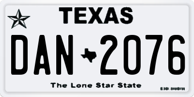 TX license plate DAN2076
