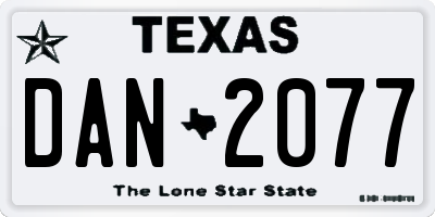 TX license plate DAN2077