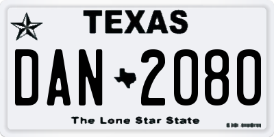TX license plate DAN2080