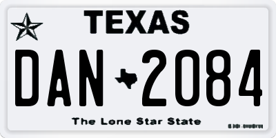 TX license plate DAN2084