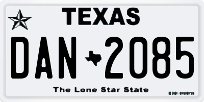 TX license plate DAN2085