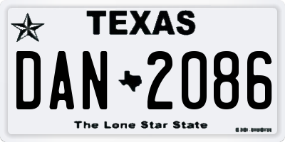 TX license plate DAN2086