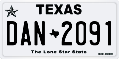 TX license plate DAN2091