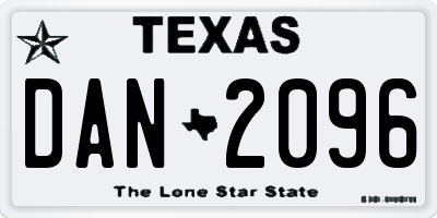 TX license plate DAN2096