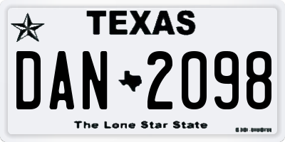 TX license plate DAN2098