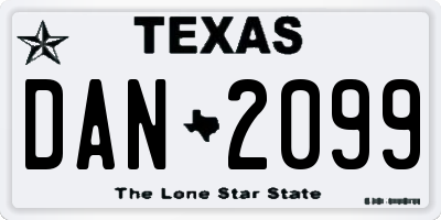 TX license plate DAN2099