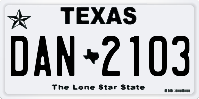 TX license plate DAN2103