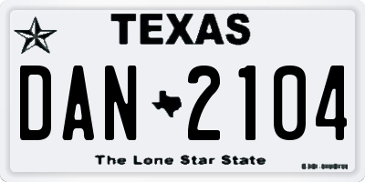 TX license plate DAN2104