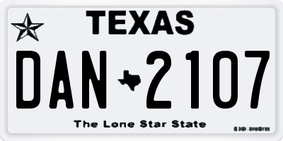 TX license plate DAN2107