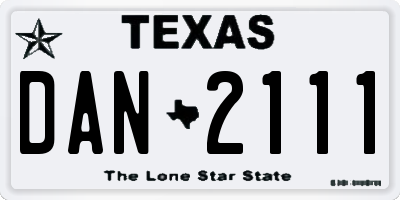 TX license plate DAN2111