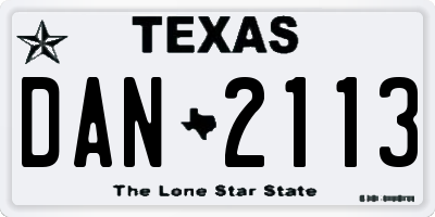 TX license plate DAN2113