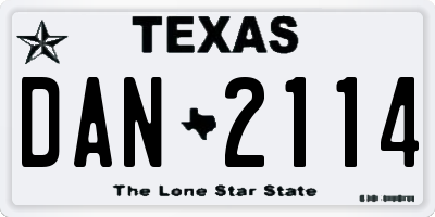 TX license plate DAN2114