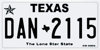 TX license plate DAN2115