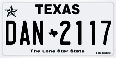TX license plate DAN2117