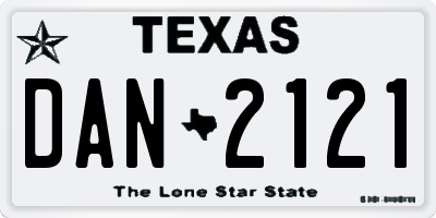 TX license plate DAN2121