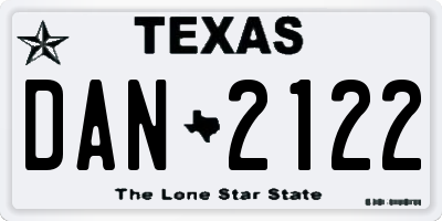 TX license plate DAN2122