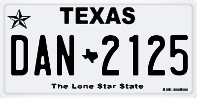 TX license plate DAN2125