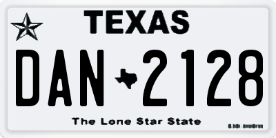 TX license plate DAN2128