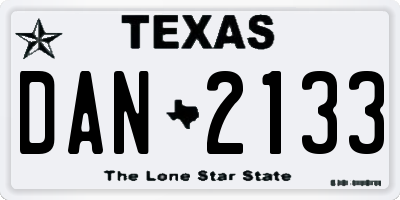 TX license plate DAN2133