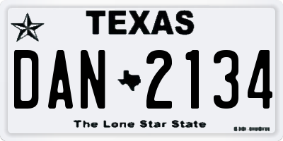 TX license plate DAN2134