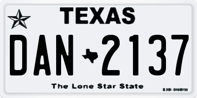 TX license plate DAN2137