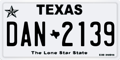 TX license plate DAN2139