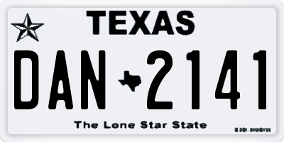 TX license plate DAN2141