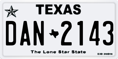 TX license plate DAN2143