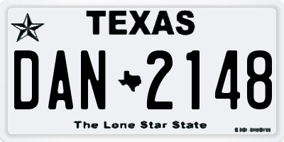 TX license plate DAN2148