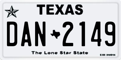TX license plate DAN2149