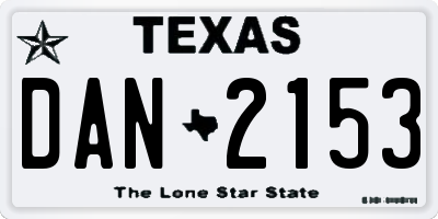 TX license plate DAN2153